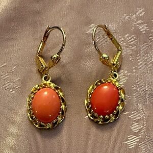 Elegant Gold plated and Coral Earrings